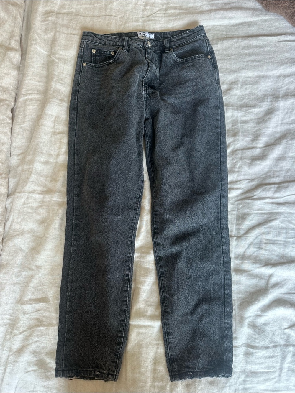 Princess Polly Women's Straight Leg Jeans - Washed Black